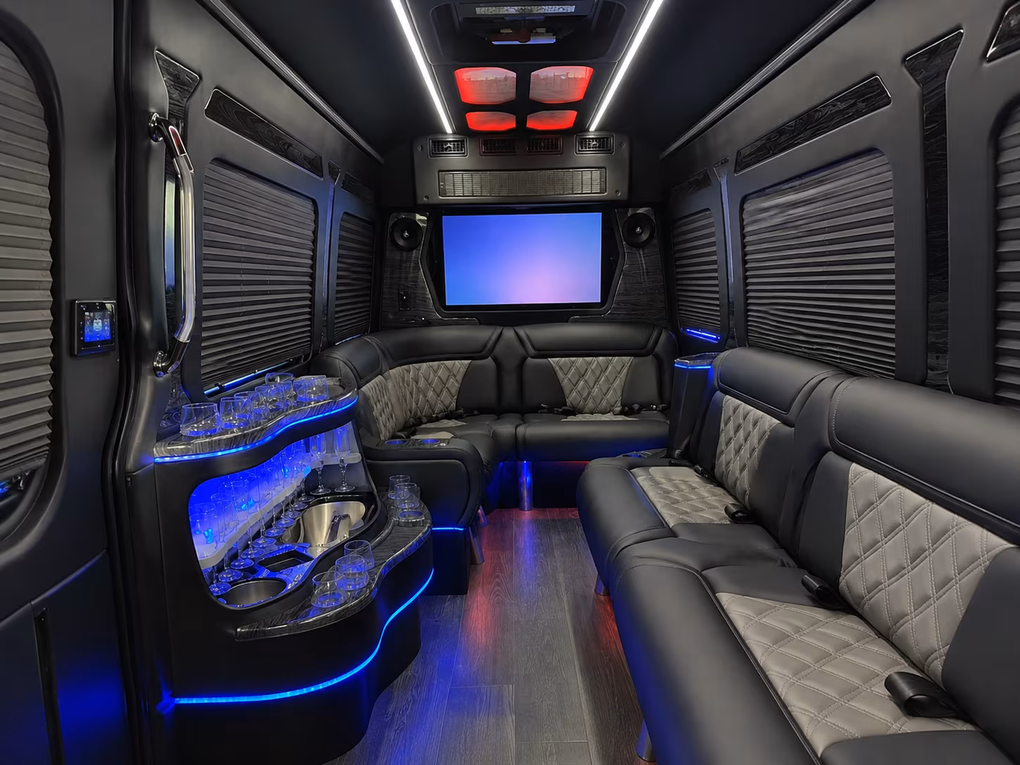 centennial 40 passenger party bus inside